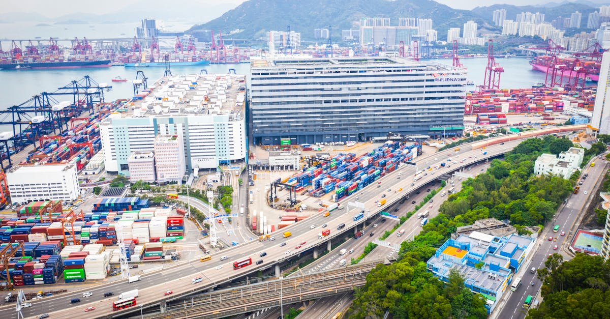 Aerial photo capturing Kwai Tsing Container Terminals, showing vibrant shipping activity in Hong Kong.
