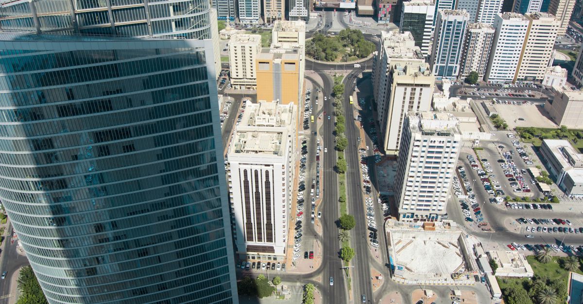 Stunning aerial cityscape capturing the architecture and skyline of Abu Dhabi.