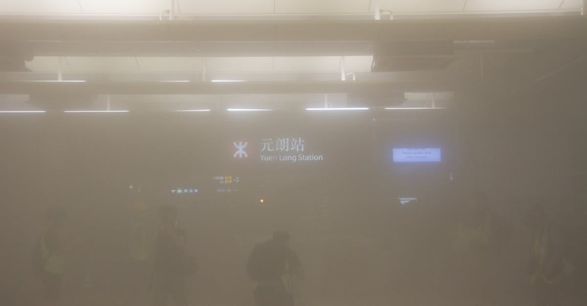 Smoky and mysterious scene inside Yuen Long Station, Hong Kong.