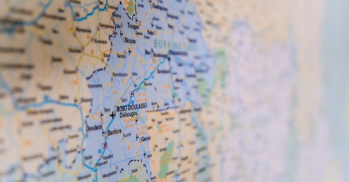 Detailed view of Burkina Faso map featuring cities like Bobo Dioulasso and Banfora.