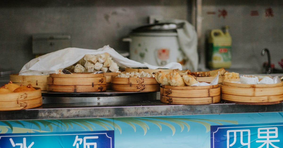 Authentic Chinese street food stall featuring steamed buns in Fuzhou, China.